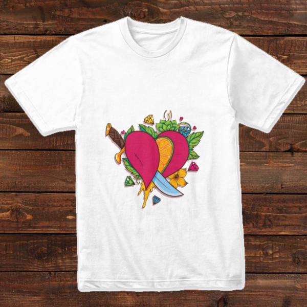 Heart Lemon Art Design T-shirt